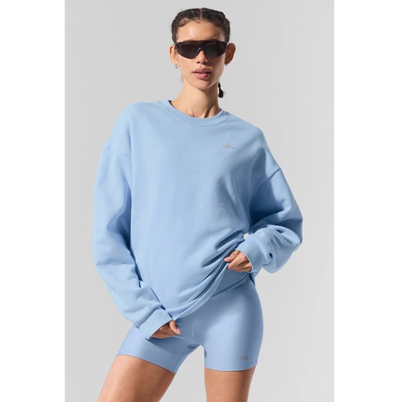 ALO Yoga Accolade Crew Neck Pullover in Seashell Blue, sz M - Picture 1 of 10